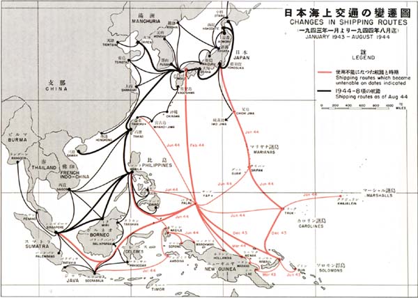 Plate No. 75: Map, Changes in Shipping Routes, January 1943-August 1944